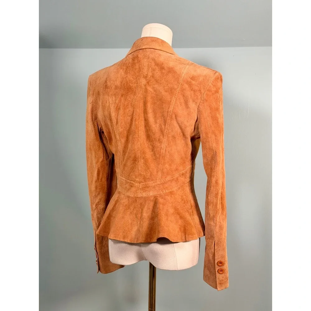 Vintage 2000s Cache Leather Blazer Suede 00s 90s Jacket Y2K Fall Chic Office